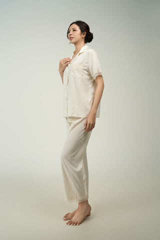 White Lace Short Sleeve Pyjama Set