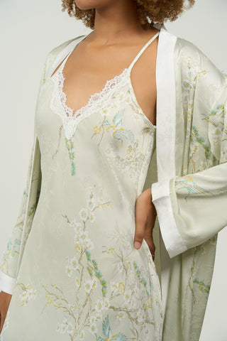 Elegant Nightie & Robe Set with Designed Print