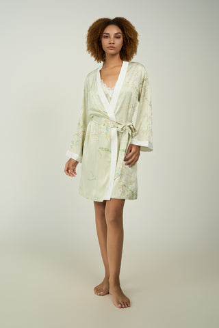 Elegant Nightie & Robe Set with Designed Print